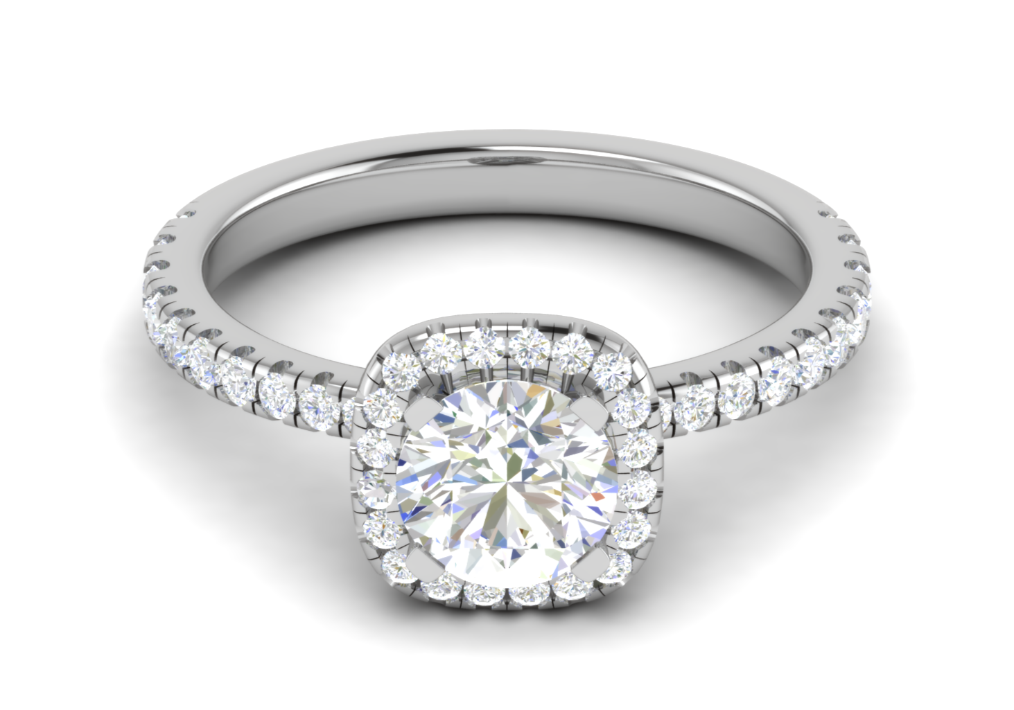 0.70 cts Solitaire with Square Halo Diamond Shank Platinum Ring JL PT RH RD 108   Jewelove.US