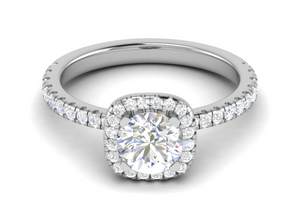 0.70 cts Solitaire with Square Halo Diamond Shank Platinum Ring JL PT RH RD 108   Jewelove.US