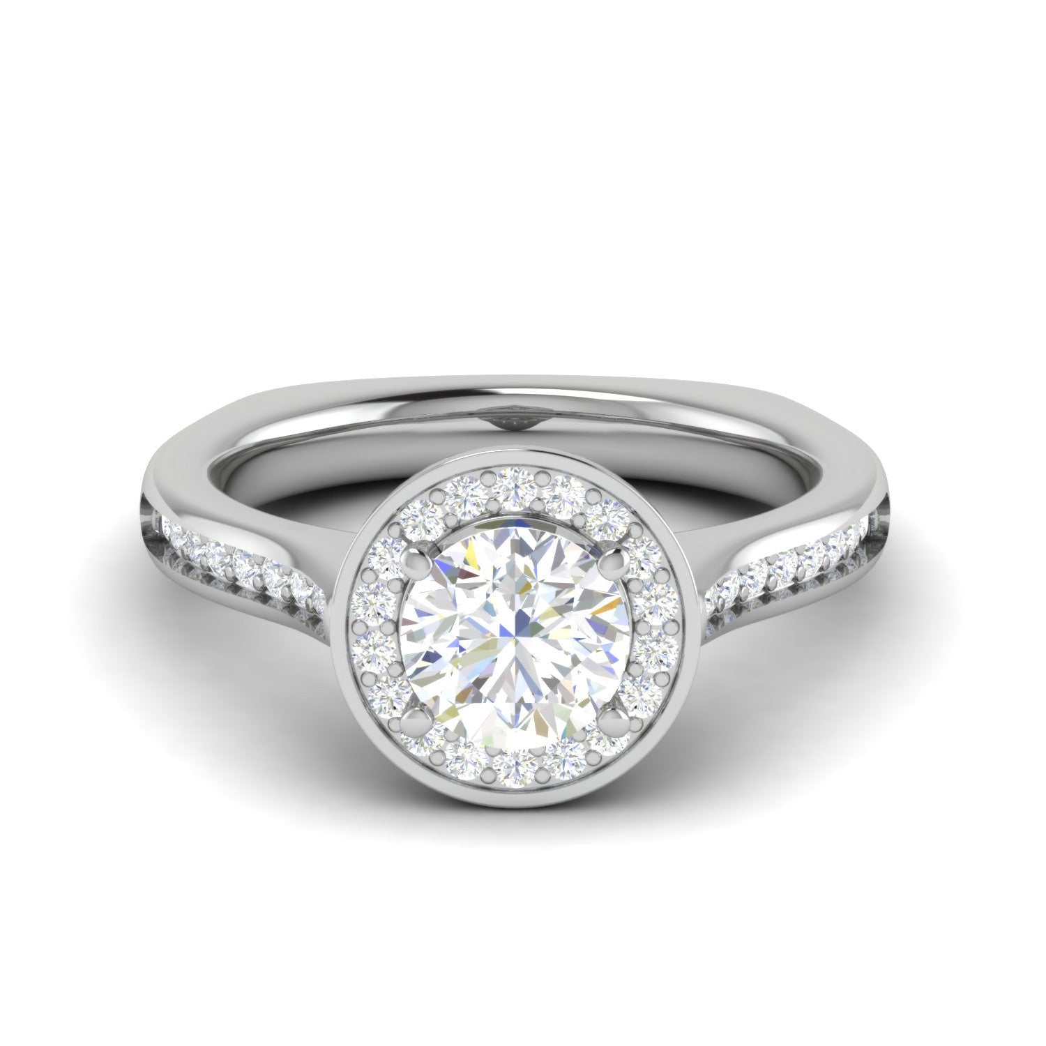 0.70cts Solitaire Halo Diamond Shank Platinum Ring JL PT RH RD 156   Jewelove.US