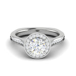 Load image into Gallery viewer, 0.70cts Solitaire Halo Diamond Shank Platinum Ring JL PT RH RD 156   Jewelove.US

