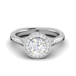 0.70cts Solitaire Halo Diamond Shank Platinum Ring JL PT RH RD 156   Jewelove.US