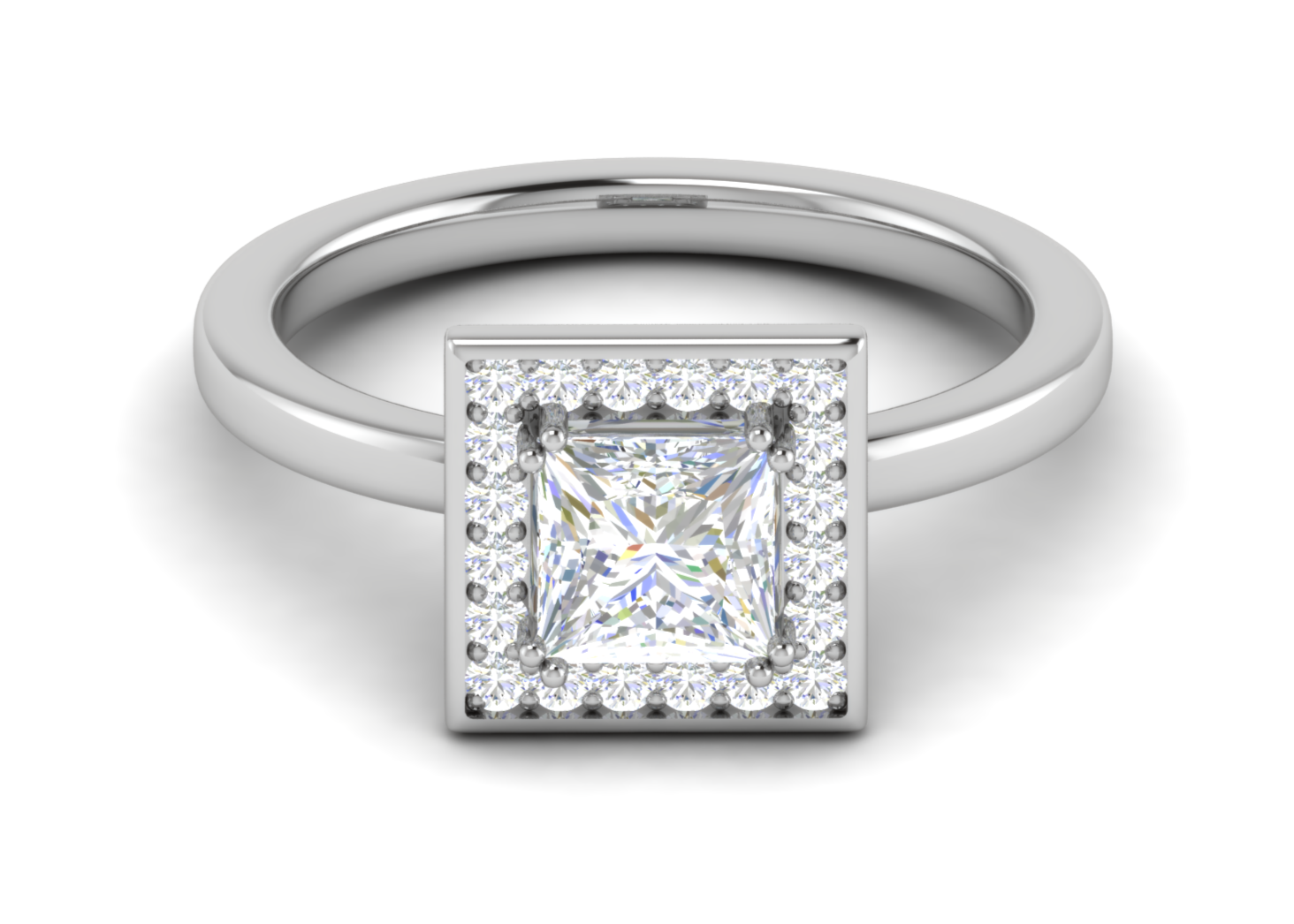 1 Carat Princess Cut Solitaire Square Halo Diamond Platinum Ring JL PT RH PR 165   Jewelove.US