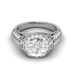 Load image into Gallery viewer, 0.50cts Solitaire Halo Diamond Split Shank Platinum Ring JL PT RAR1003   Jewelove

