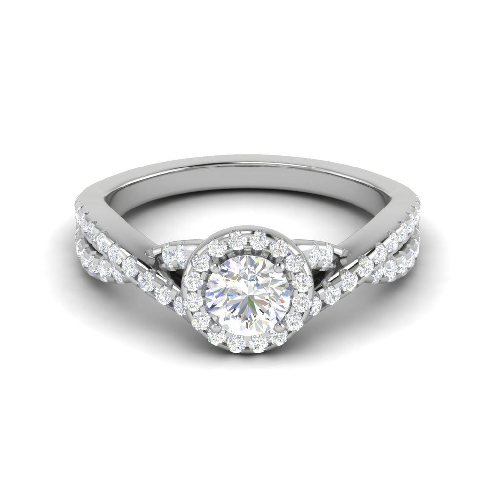 0.50 cts Solitaire Halo Diamond with Twisted Shank Platinum Ring JL PT RH RD 278   Jewelove.US