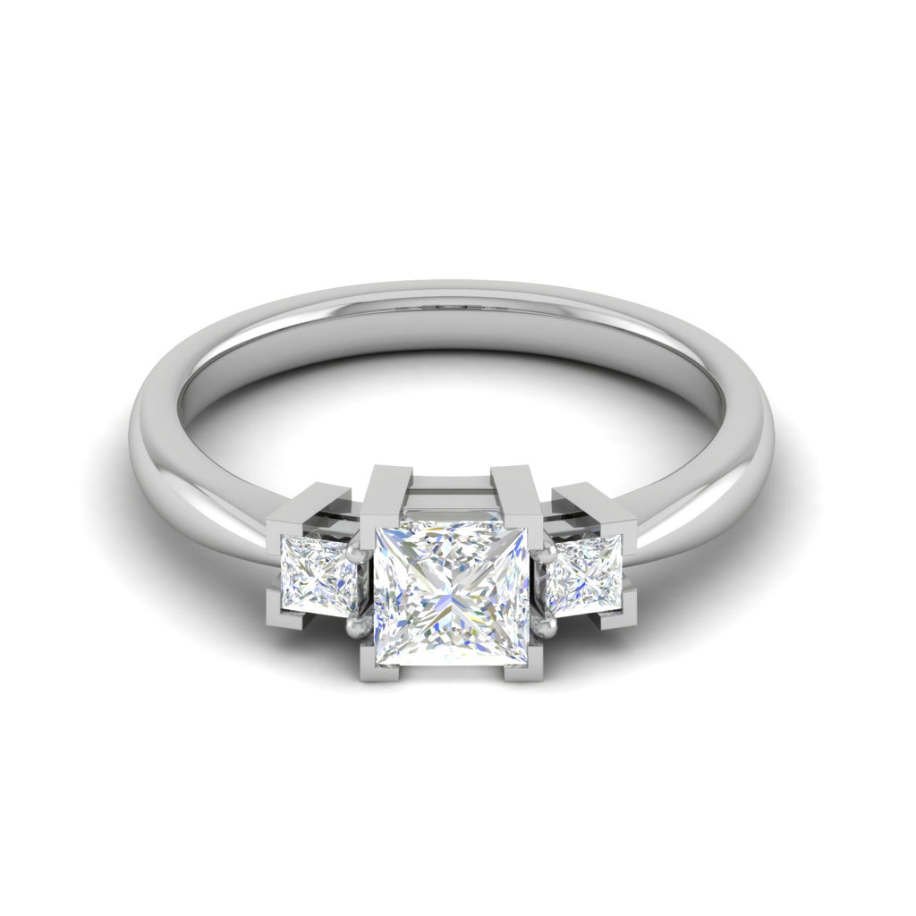 0.50cts. Princess Cut Solitaire Diamond Platinum Ring JL PT R3 PR 110   Jewelove.US