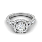 Load image into Gallery viewer, 0.30 cts Cushion Solitaire Halo Diamond Shank Platinum Ring JL PT MHD275   Jewelove.US
