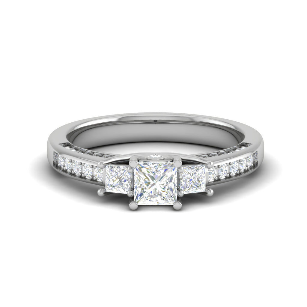 0.30cts. Princess Cut Diamond Split Shank Platinum Ring JL PT RP PR 213   Jewelove.US