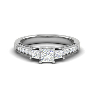 0.30cts. Princess Cut Diamond Split Shank Platinum Ring JL PT RP PR 213   Jewelove.US