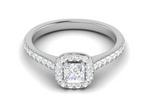 Load image into Gallery viewer, 0.50 cts Princess Cut Solitaire Halo Diamond Shank Platinum Ring JL PT RH PR 286   Jewelove.US
