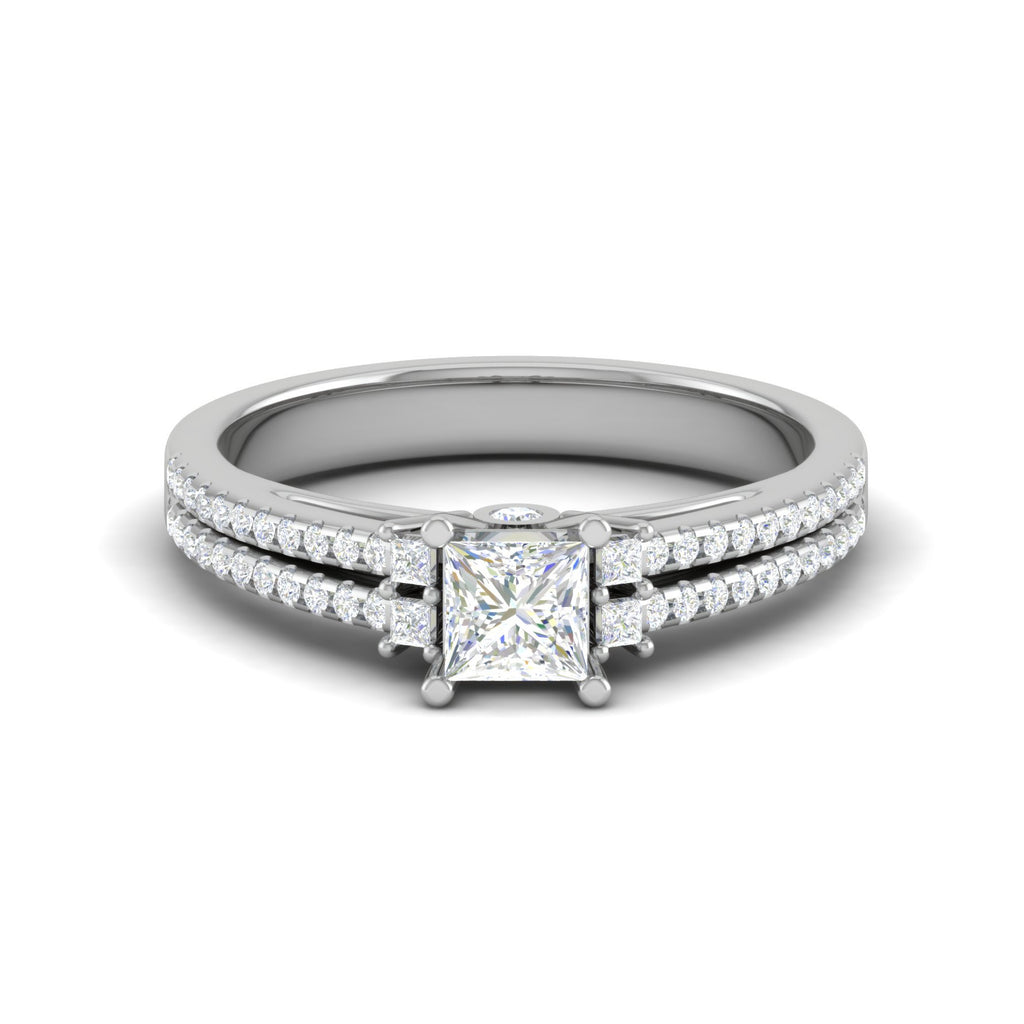 0.30cts. Princess Cut Diamond Split Shank Platinum Solitaire Engagement Ring JL PT DR1430M   Jewelove.US