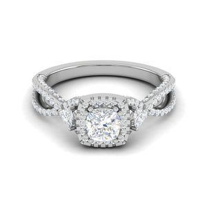 0.50cts. Cushion Solitaire Diamond Platinum Ring JL PT R3 PR 176   Jewelove.US