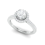 Load image into Gallery viewer, 50-Pointer Platinum Halo Solitaire Ring with Diamond Shank for Women JL PT 977
