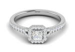 Load image into Gallery viewer, 0.50 cts Princess Cut Solitaire Halo Diamond Shank Platinum Ring JL PT RH PR 235   Jewelove.US
