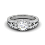 Load image into Gallery viewer, 0.50 cts Solitaire Halo Diamond Split Shank Platinum Ring JL PT RH RD 208   Jewelove.US
