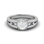 Load image into Gallery viewer, 0.50 cts Solitaire Halo Diamond Split Shank Platinum Ring JL PT RH RD 208   Jewelove.US
