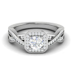Load image into Gallery viewer, 0.50 cts Solitaire Halo Diamond Split Platinum Diamonds Ring JL PT RH RD 304   Jewelove.US
