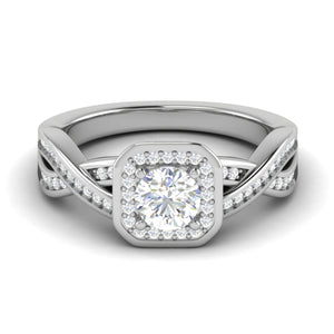 0.50 cts Solitaire Halo Diamond Split Platinum Diamonds Ring JL PT RH RD 304   Jewelove.US