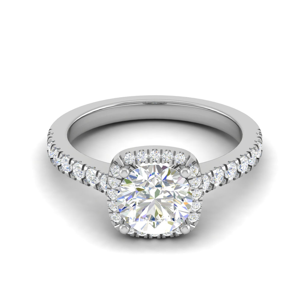 0.50 cts Solitaire Halo Diamond Shank Platinum Ring JL PT MHD0216M   Jewelove.US