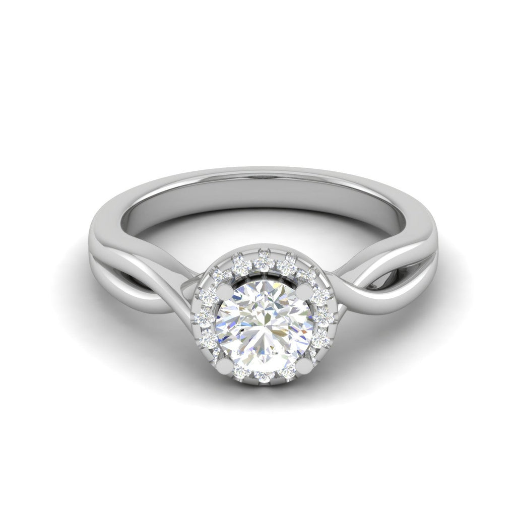 0.30 cts Solitaire Halo Diamond Shank Platinum Ring JL PT JRW2596MM-A   Jewelove.US