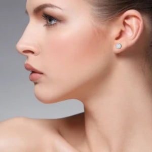 Platinum Solitaire Halo Earrings JL PT E SE RD 107   Jewelove