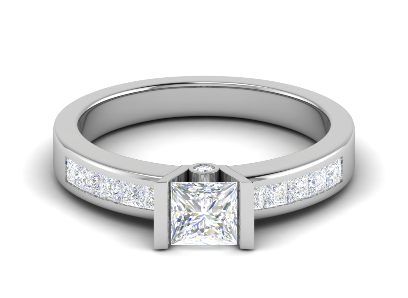 0.50 cts Princess Cut Solitaire Diamond Shank Platinum Ring JL PT RC PR 195   Jewelove.US