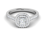 Load image into Gallery viewer, 0.50 cts Princess Cut Solitaire Double Halo Diamond Shank Platinum Ring JL PT RH PR 280   Jewelove.US
