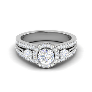 0.50cts Solitaire Halo Diamond Split Shank with Pear Diamond Platinum Ring JL PT R3 RD 152   Jewelove.US