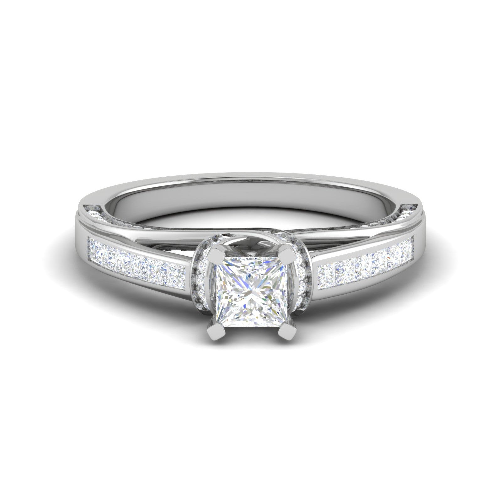 0.30 cts. Princess Cut Diamond Split Shank Platinum Solitaire Engagement Ring JL PT RP PR 206   Jewelove.US