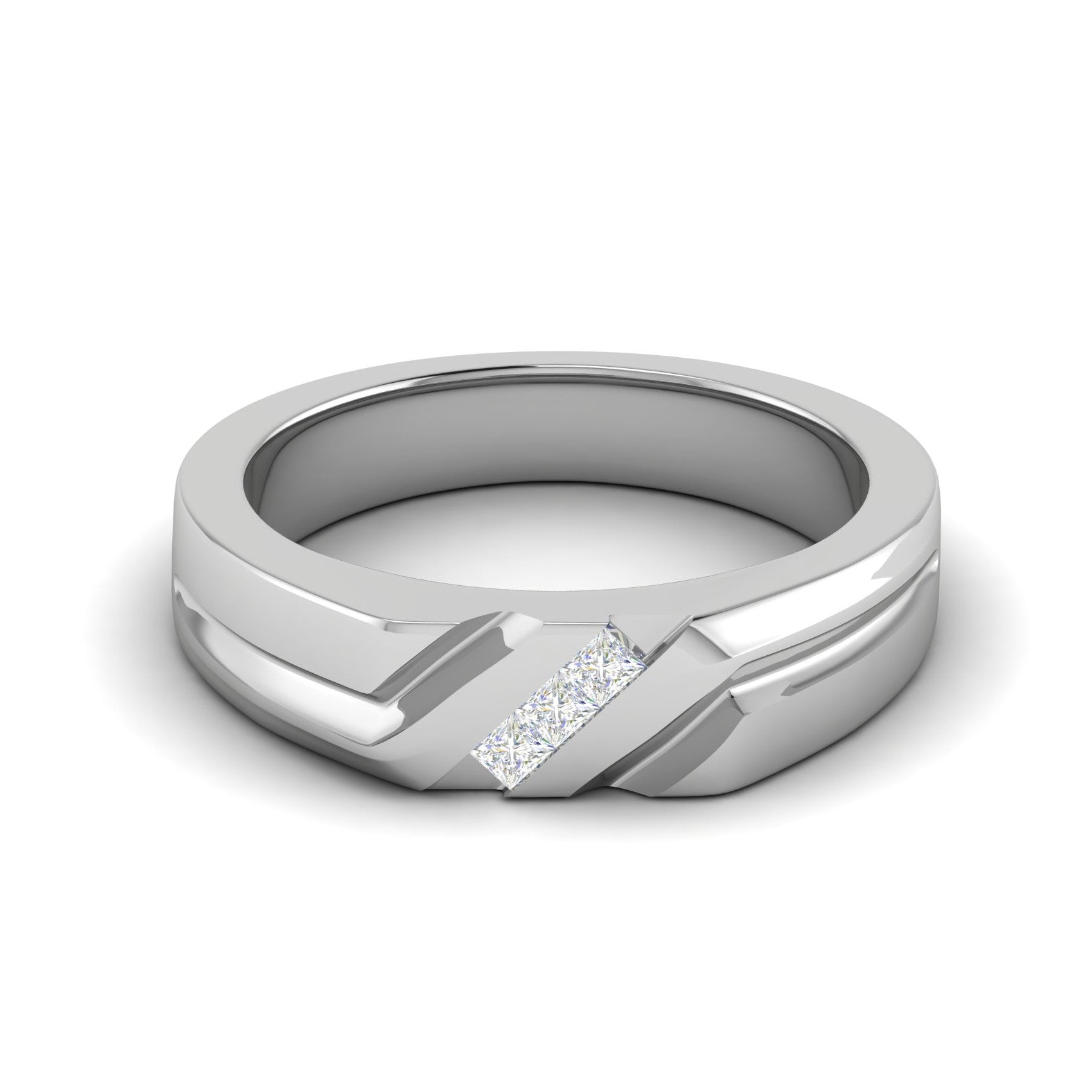 Platinum Unisex Ring with Diamonds JL PT MB PR 136  Women-s-Band-only Jewelove.US