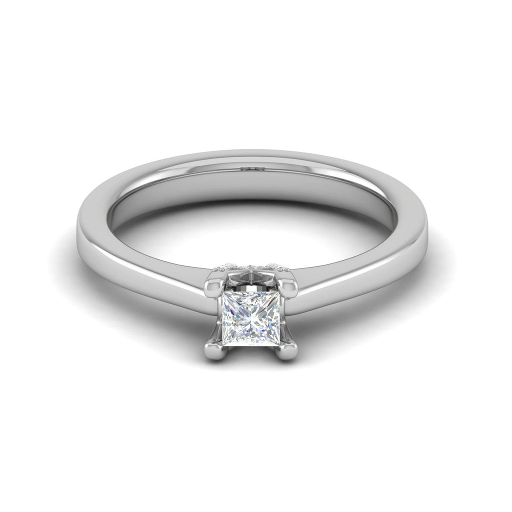 0.15 cts. Princess Cut Solitaire Diamond Platinum Engagement Ring JL PT MHD273EG   Jewelove.US