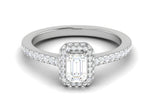 Load image into Gallery viewer, 0.50 cts Emerald Cut Diamond Double Halo Shank Platinum Ring JL PT RH EM 287   Jewelove.US
