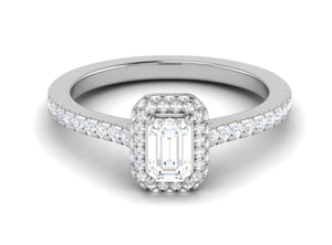 0.50 cts Emerald Cut Diamond Double Halo Shank Platinum Ring JL PT RH EM 287   Jewelove.US