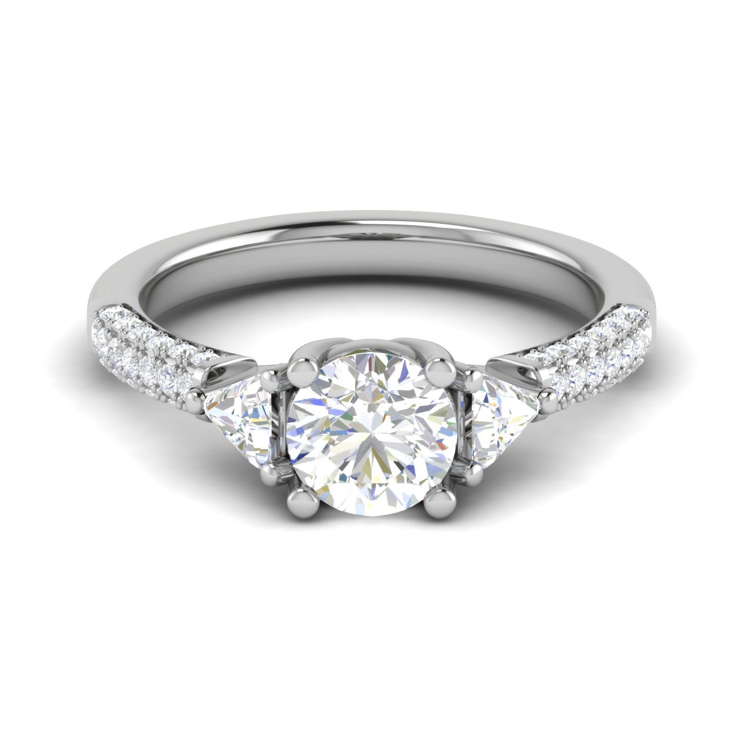 0.70 cts. Solitaire Accents Diamond Shank Ring JL PT R3 RD 101   Jewelove.US