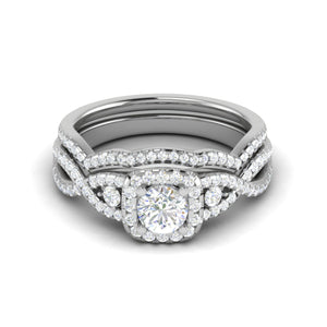 0.50cts Solitaire Halo Diamond Twisted Shank Platinum Ring JL PT RV RD 163   Jewelove