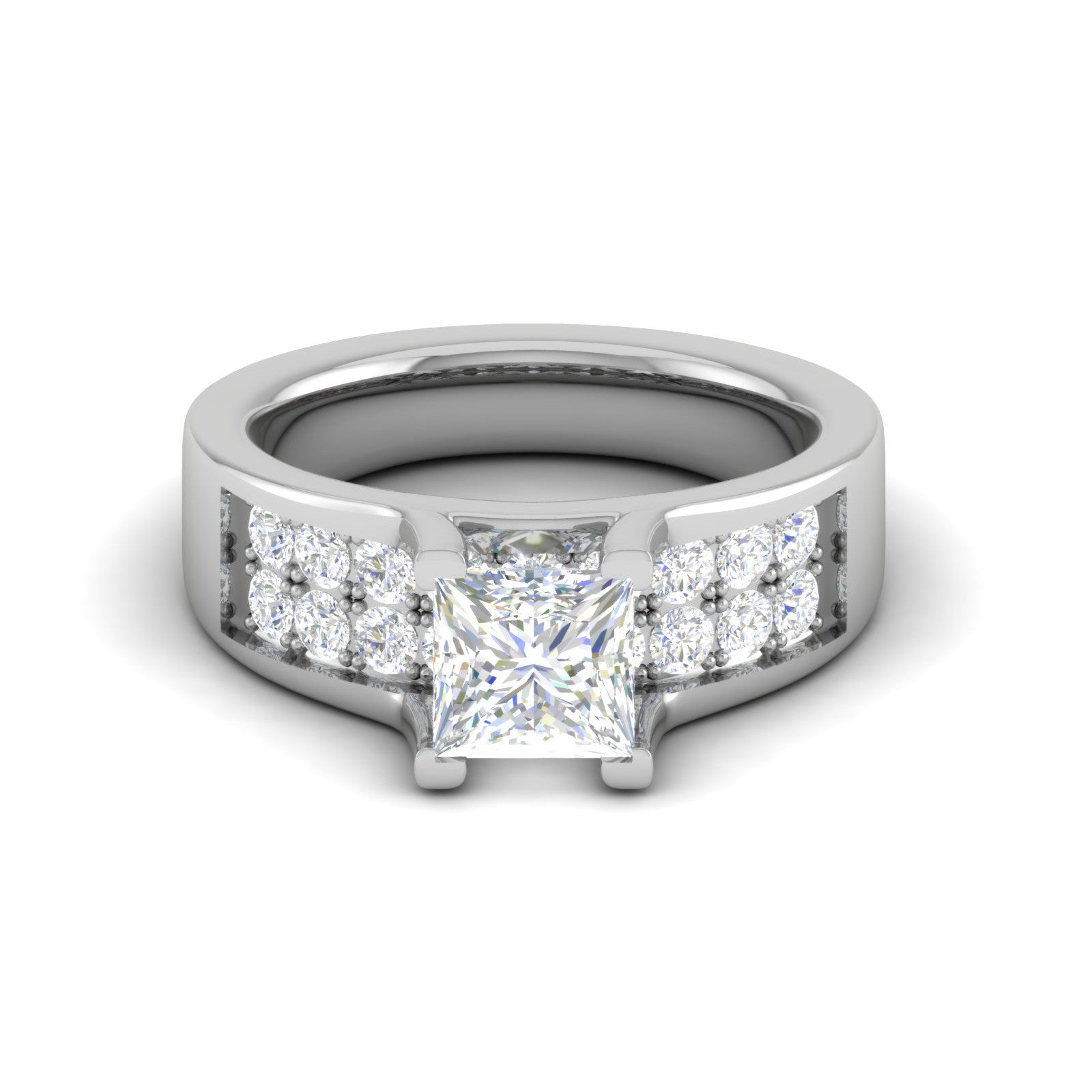 0.50cts. Princess Cut Solitaire Split Shank Platinum Engagement Ring JL PT EN7078WG   Jewelove.US
