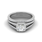 Load image into Gallery viewer, 0.30 cts Solitaire Square Halo Diamond Split Shank Platinum Ring JL PT MHD278   Jewelove.US
