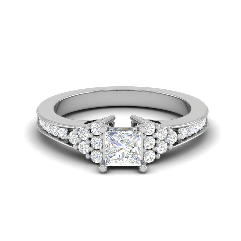 0.30cts. Princess Cut Diamond Shank Platinum Solitaire Engagement Ring JL PT DR7962M   Jewelove.US