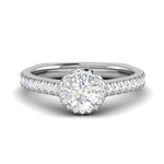 Load image into Gallery viewer, 0.50 cts Halo Diamond Shank Solitaire Platinum Ring JL PT RH RD 184   Jewelove.US
