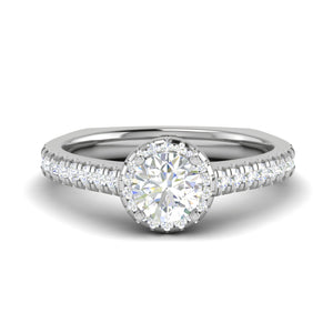 0.50 cts Halo Diamond Shank Solitaire Platinum Ring JL PT RH RD 184   Jewelove.US