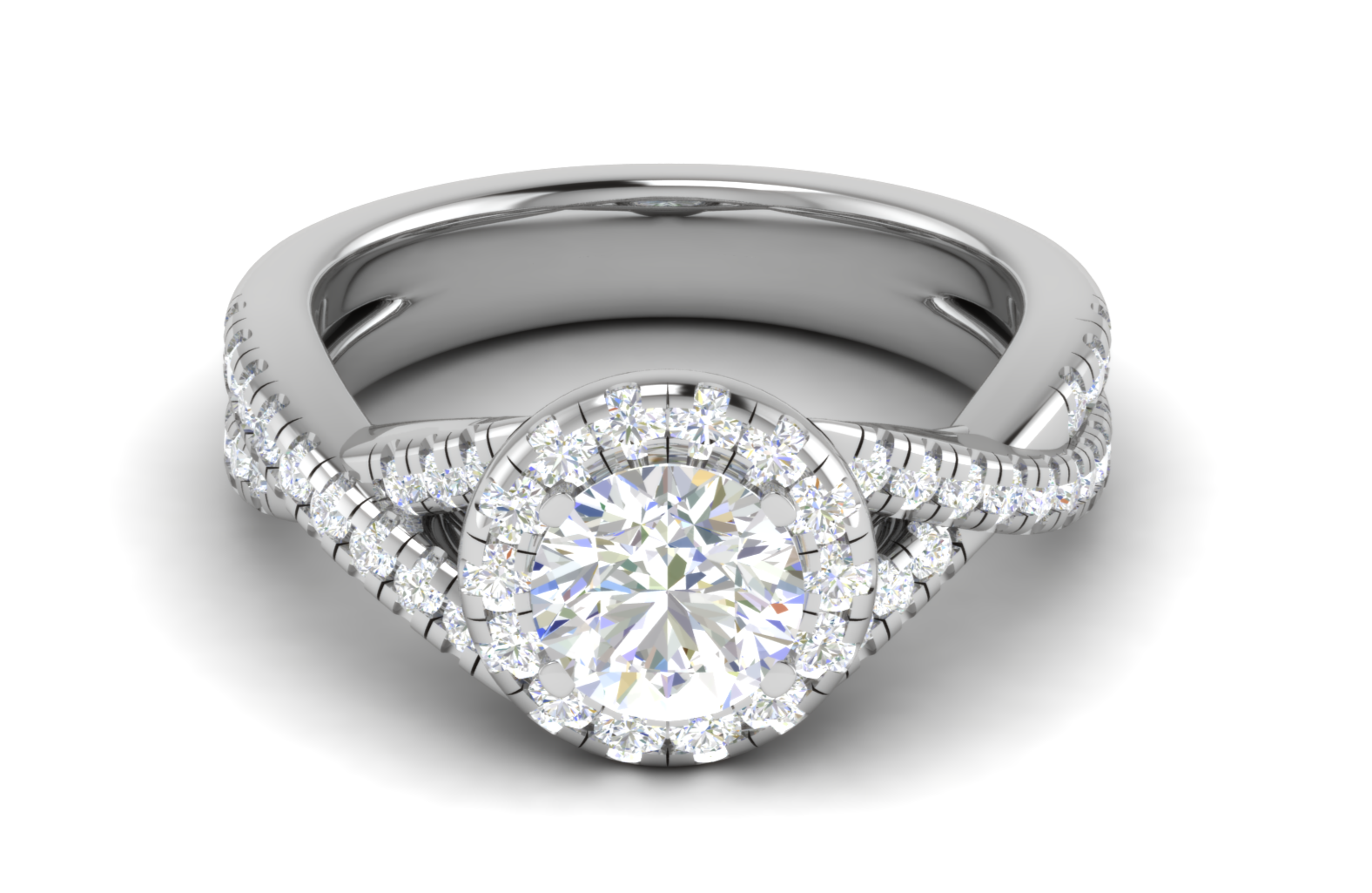 1 Carat Solitaire Halo Diamond Twisted Platinum Ring JL PT RH RD 113   Jewelove.US