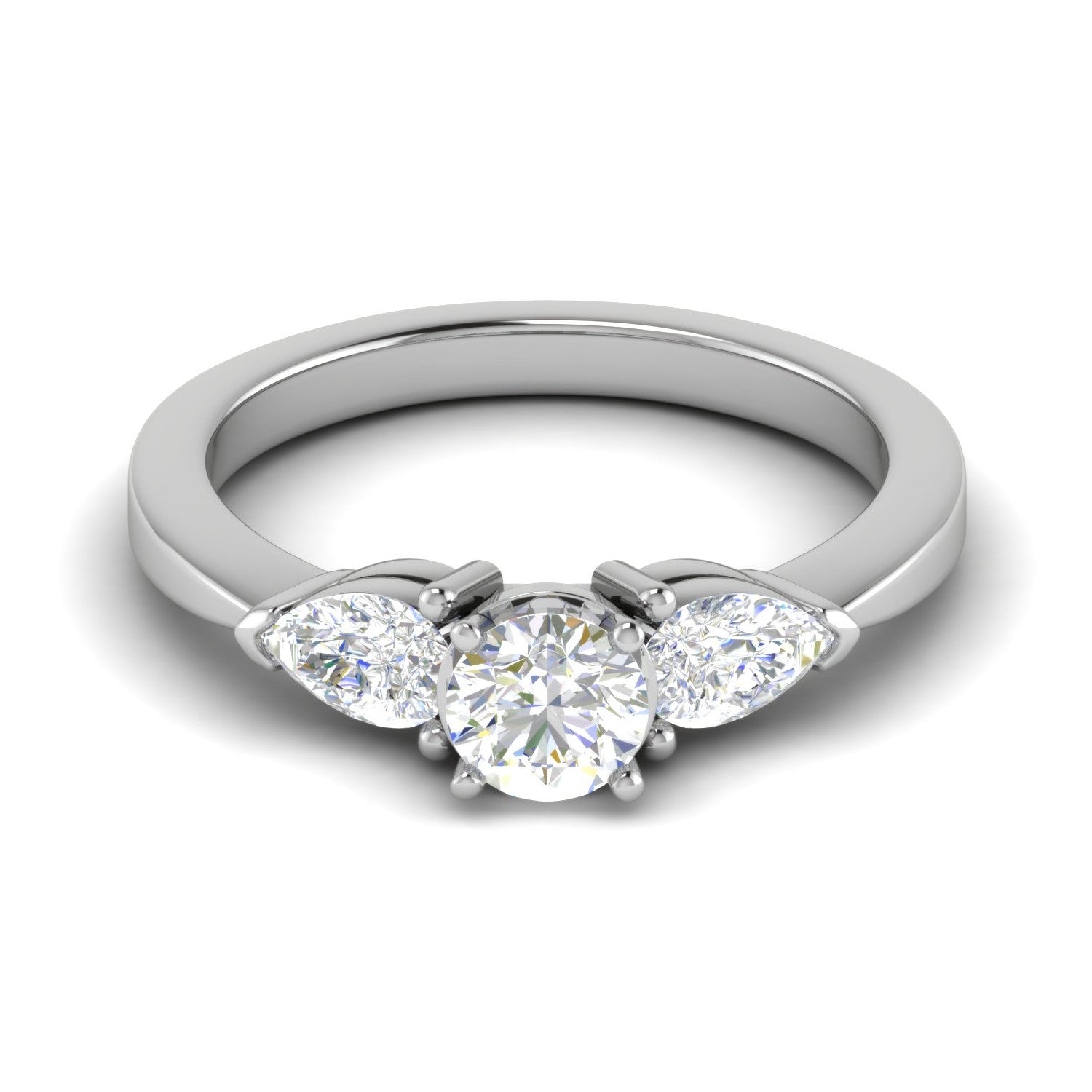 0.70 cts Solitaire with Pear Cut Diamond Accents Platinum Ring JL PT R3 RD 104   Jewelove.US