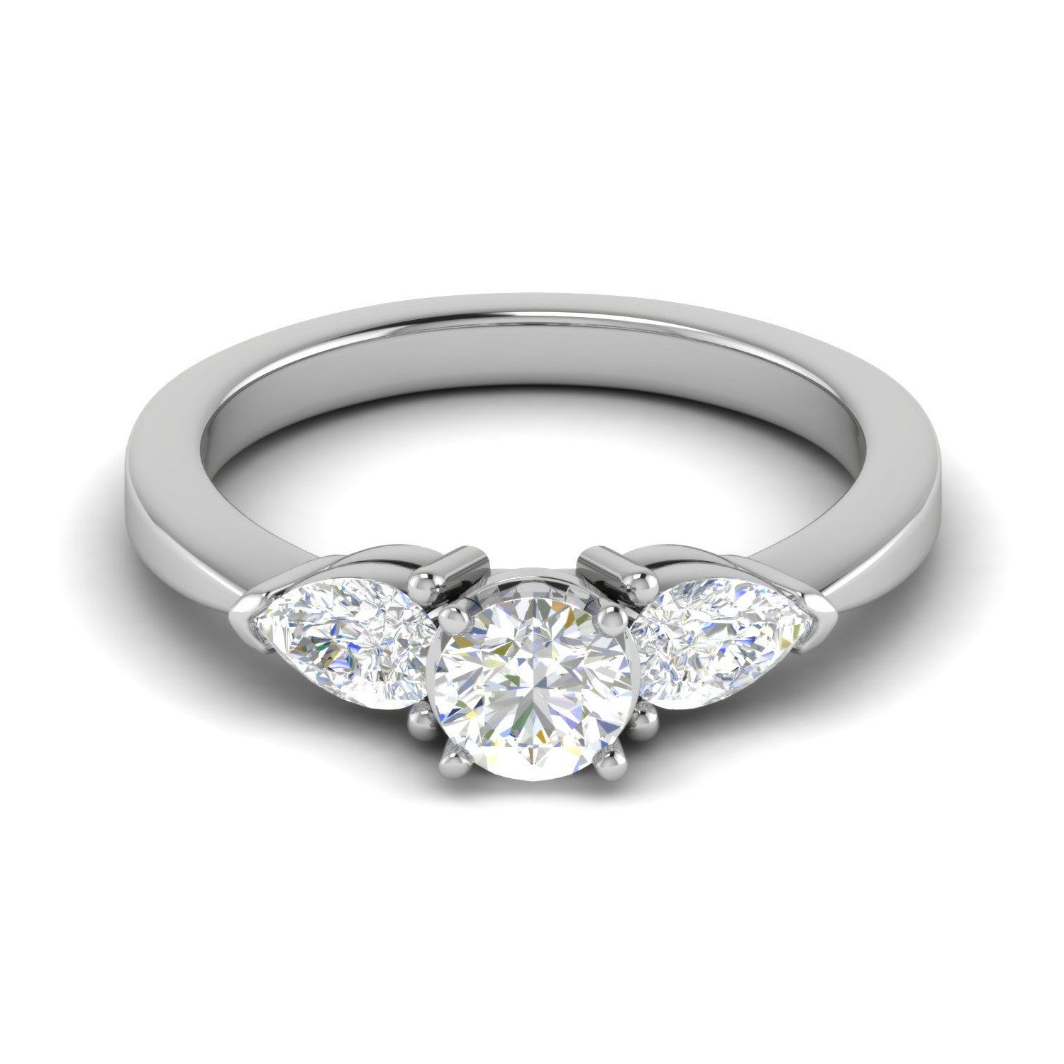 0.70 cts Solitaire with Pear Cut Diamond Accents Platinum Ring JL PT R3 RD 104   Jewelove.US