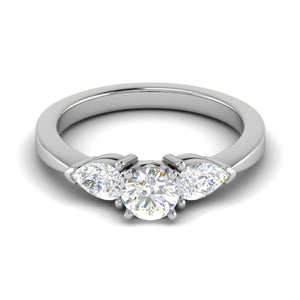 0.70 cts Solitaire with Pear Cut Diamond Accents Platinum Ring JL PT R3 RD 104   Jewelove.US