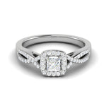Load image into Gallery viewer, 0.30 cts. Princess Cut Solitaire Halo Diamond Twisted Shank Platinum Ring JL PT RP AS 212   Jewelove.US
