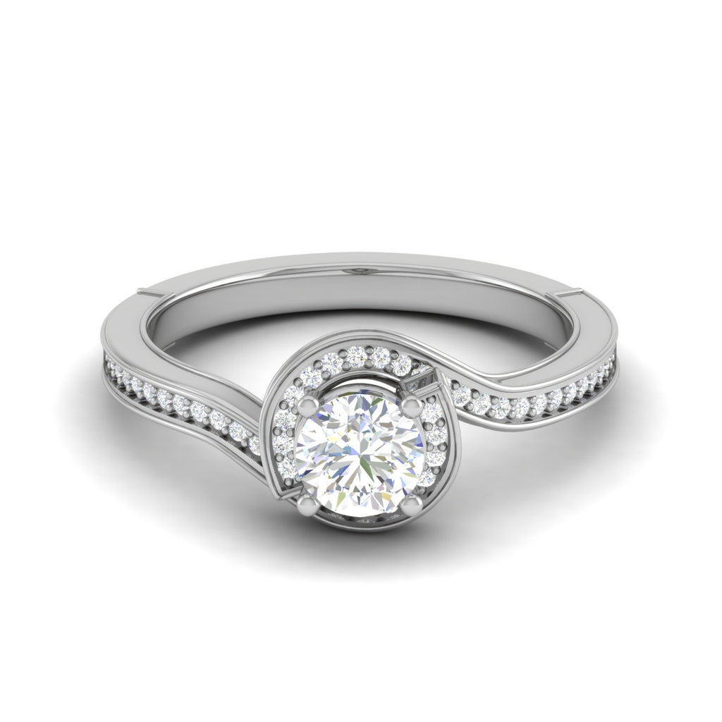 0.30 cts Solitaire Halo Diamond Shank Platinum Ring JL PT RP RD 178   Jewelove.US