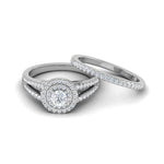 Load image into Gallery viewer, 0.30 cts Solitaire Double Halo Diamond Split Shank Platinum Ring JL PT MHD272   Jewelove.US

