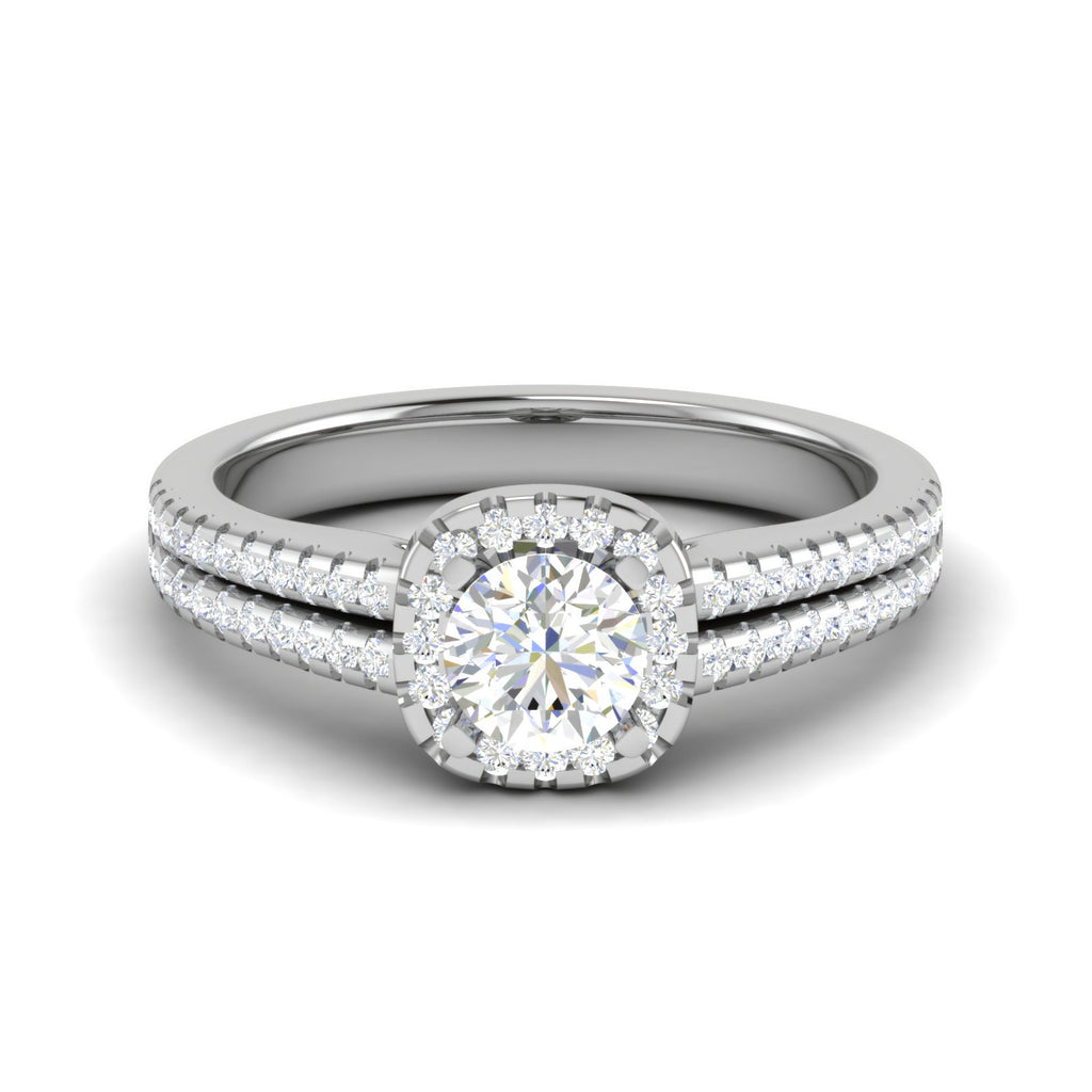 0.50 cts Solitaire Halo Diamond Split Shank Platinum Ring JL PT RH RD 296   Jewelove.US