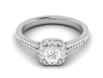 Load image into Gallery viewer, 0.50 cts Cushion Solitaire Platinum Halo Diamond Split Shank Ring JL PT RH CU 288   Jewelove.US
