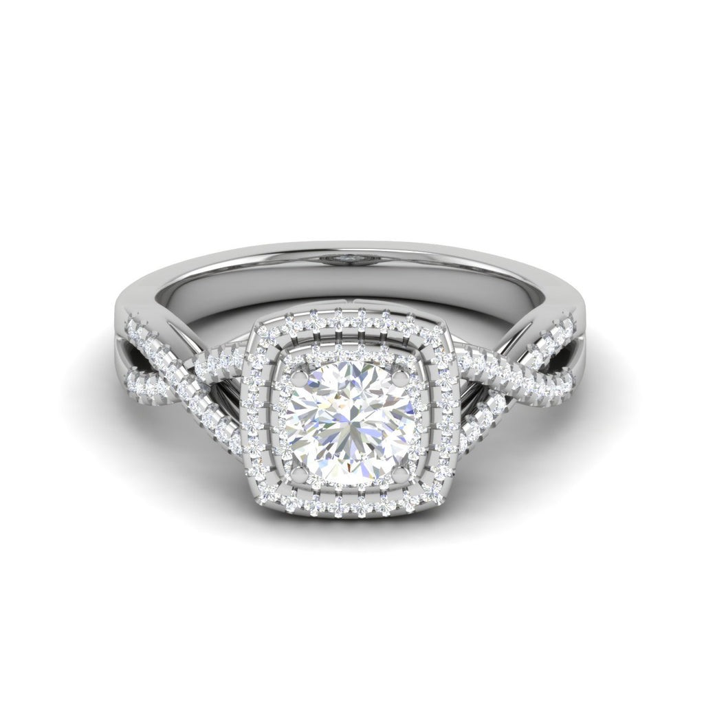 0.50 cts Solitaire Square Halo Diamond with Twisted Shank Platinum Ring JL PT RH RD 274   Jewelove.US