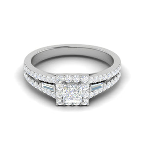 0.50 cts. Princess Cut Solitaire Halo Split Shank Platinum Engagement Ring JL PT JRW084608   Jewelove.US